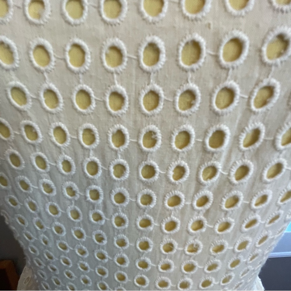 French Connection Cream Eyelet Midi Dress with pockets - Picture 4 of 7